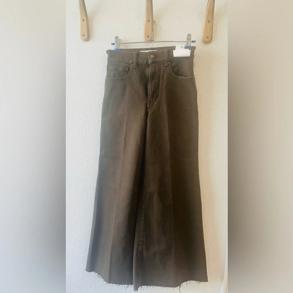 NWT Madewell Flared Wide-Leg Crop Jeans in Dark Mocha Size 23 - Picture 2 of 3